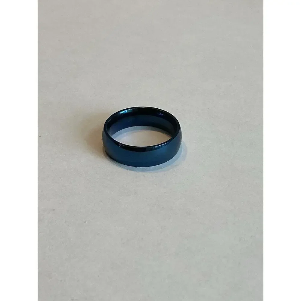 Women’s 316L Stainless Steel Wedding Band Ring Comfort Fit Blue Size 6